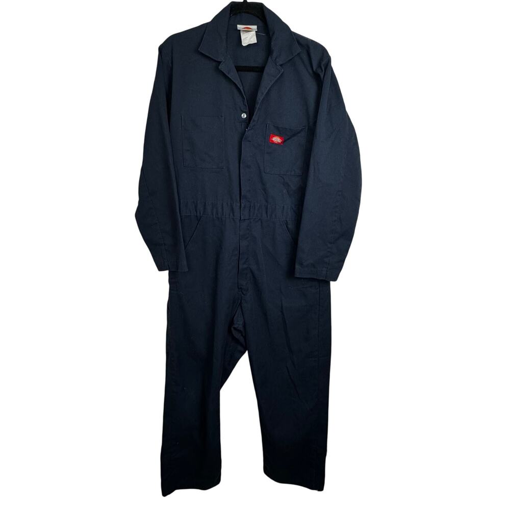 Dickies Navy Blue Coveralls Size 38-40 Mechanic Unlined American Workwear Zip Up